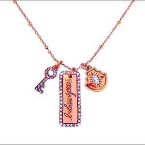 NEW! ANTIQUE GOLD “I LOVE YOU” CHARM NECKLACE